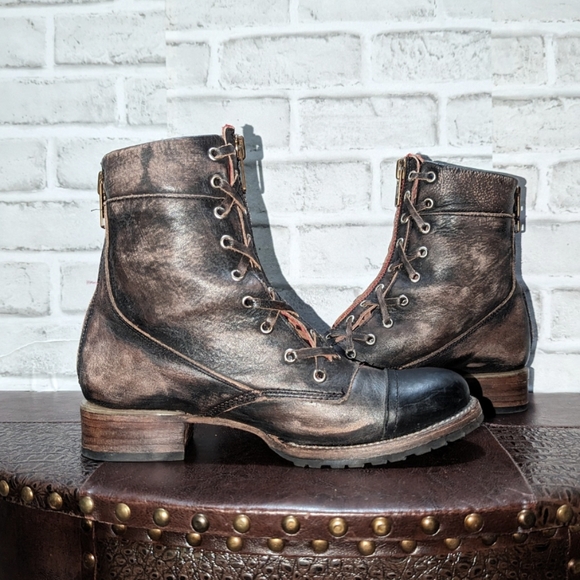 Freebird Liverpool Boot Size 9 RED ZIPPER Distressed Brown - Picture 10 of 11